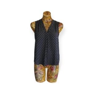 Vince Camuto sleeveless top black white polka dots XS